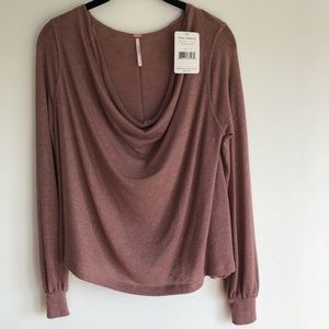FREE PEOPLE mauve draped front top Size S